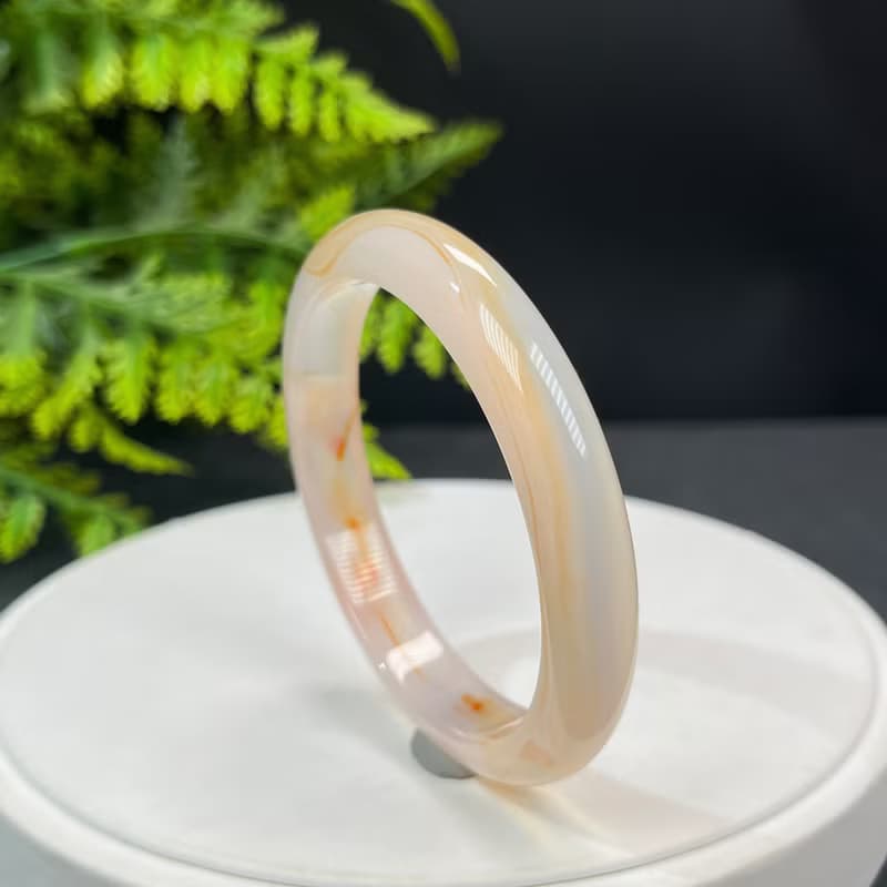 高品質 塘心瑪瑙手镯 58+MM 冰潤淺糖飄橘玉髓手環 解壓平衡能量