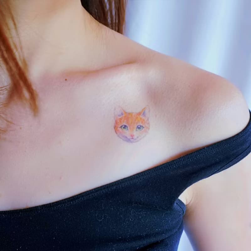 手繪水彩迷你貓咪小狗刺青紋身貼紙可愛黑柴犬秋田犬主子貓奴狗奴