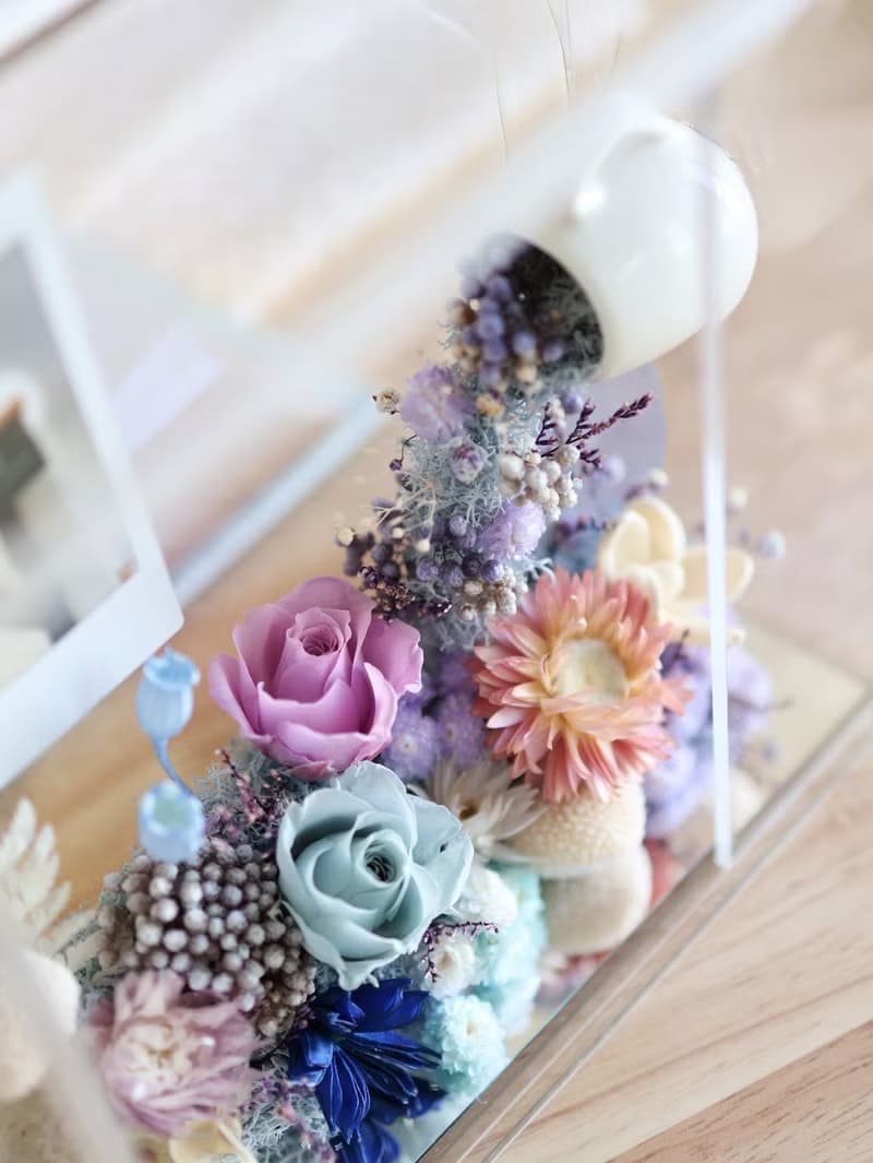 愛的灌溉-No.藍紫印象 x 不凋玫瑰乾燥花透明花框