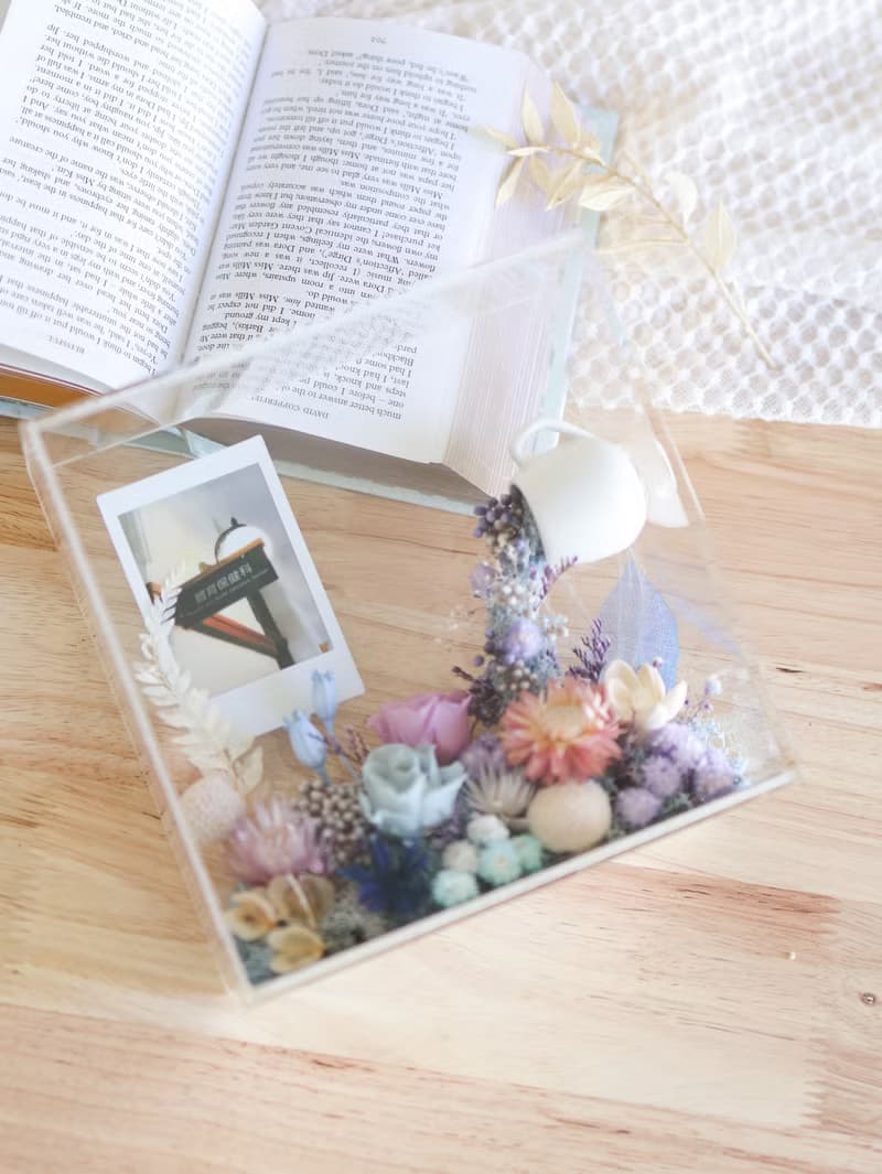 愛的灌溉-No.藍紫印象 x 不凋玫瑰乾燥花透明花框