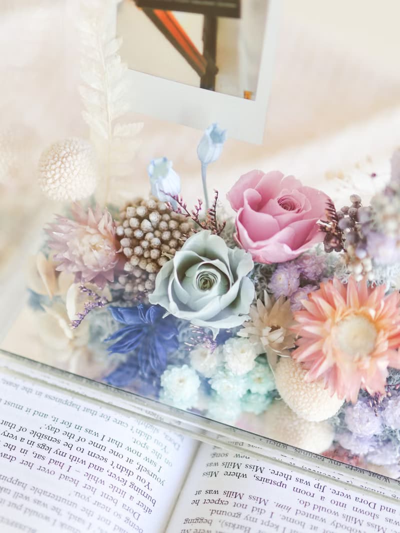 愛的灌溉-No.藍紫印象 x 不凋玫瑰乾燥花透明花框