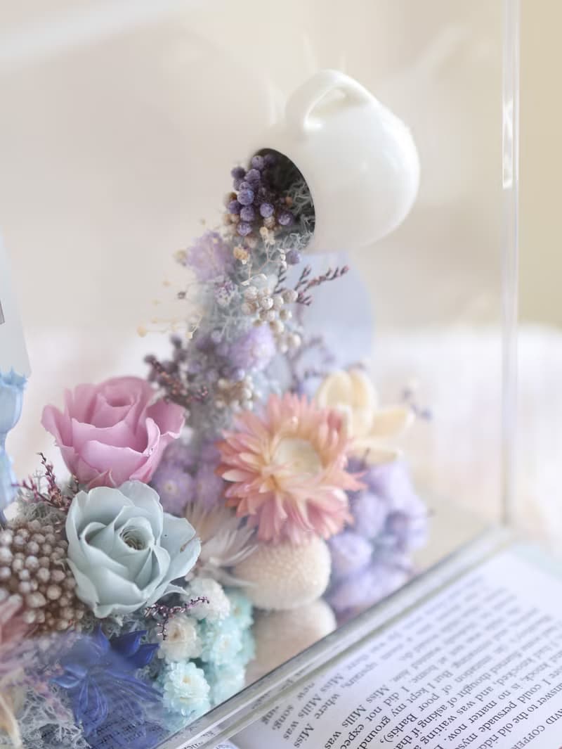 愛的灌溉-No.藍紫印象 x 不凋玫瑰乾燥花透明花框