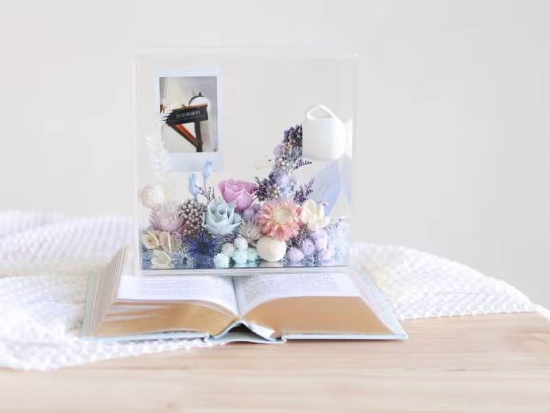 愛的灌溉-No.藍紫印象 x 不凋玫瑰乾燥花透明花框