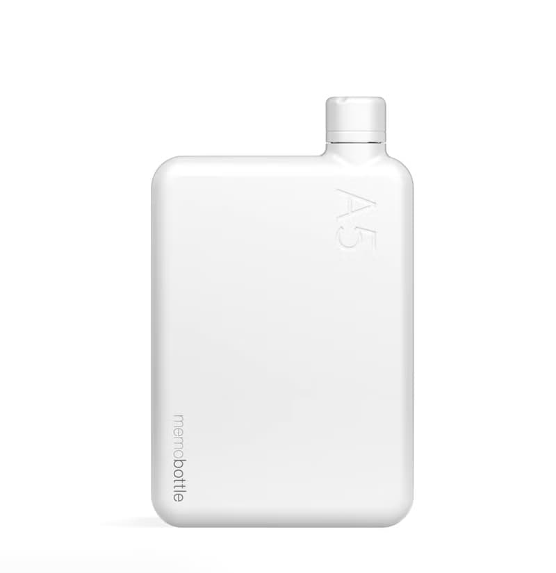 memobottle A5 1080ml 不鏽鋼筆記本薄型水壺 (白色)
