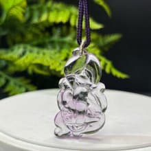 精品紫水晶吊墜項錬冰透凈體手雕九尾狐紫色水晶智慧守護吸引貴人