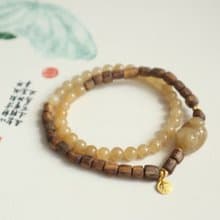 天然糖料貓咪和田玉手鏈搭配沉香木多圈手鏈可愛小貓手鏈文玩禮物