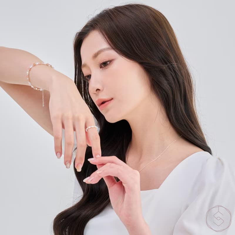 曙光 | 太陽石 淡水珍珠 白水晶 S925純銀 | 天然水晶手鍊