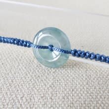 本命年【歲歲平安】冰藍紫雪花棉平安扣翡翠絲光編織手鍊SW07開運