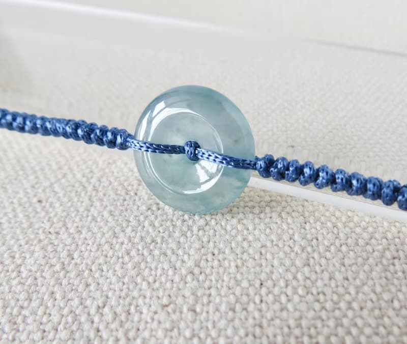 本命年【歲歲平安】冰藍紫雪花棉平安扣翡翠絲光編織手鍊SW07開運