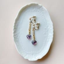Fluorite petit heart ピアス/イヤリング purple