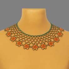 Green necklace with orange flower