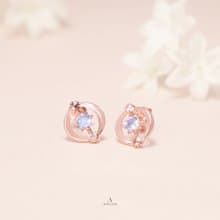 Aloha 藍月亮石星願耳環 (玫瑰金)