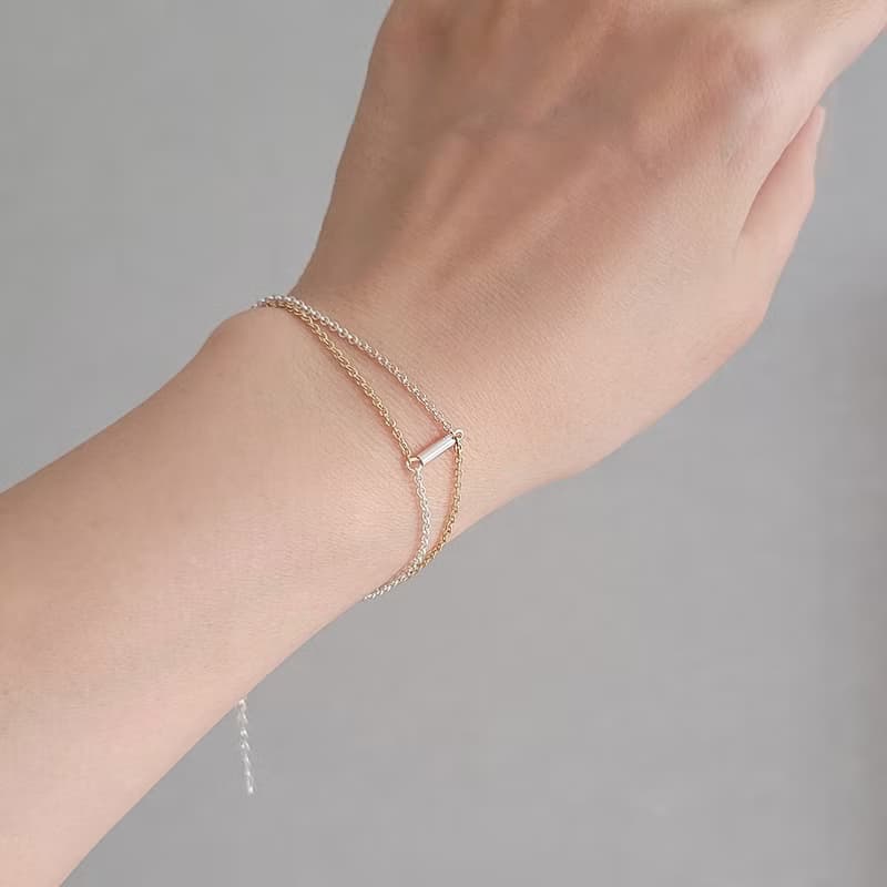 Sb006-知性與感性 純銀雙色手鍊