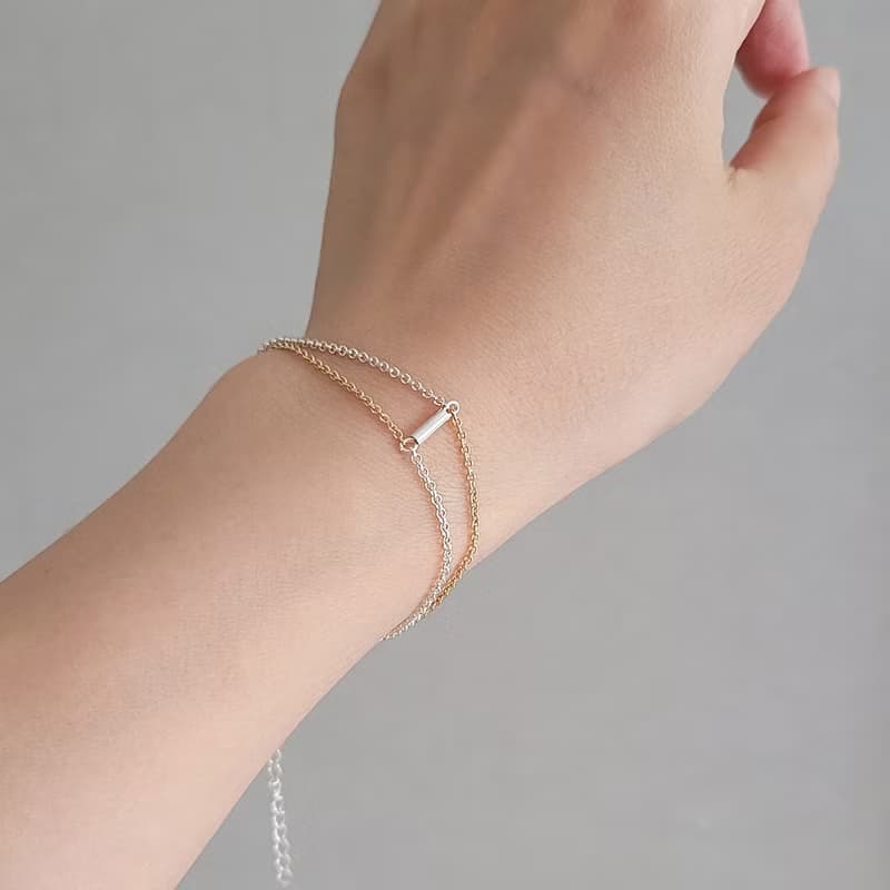 Sb006-知性與感性 純銀雙色手鍊