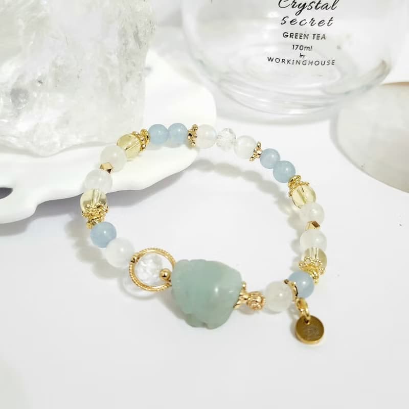 海藍寶龍龜設計款手鍊/招財招桃花/增強溝通能力之水晶