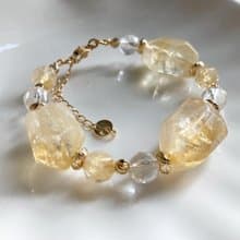 天然水晶 招財大顆原石黃水晶配阿賽斯特萊 白水晶手鍊
