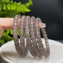 天然煙紫瑪瑙手串冰透起光直切桶珠疊戴單圈女款手環柔美迷人7mm