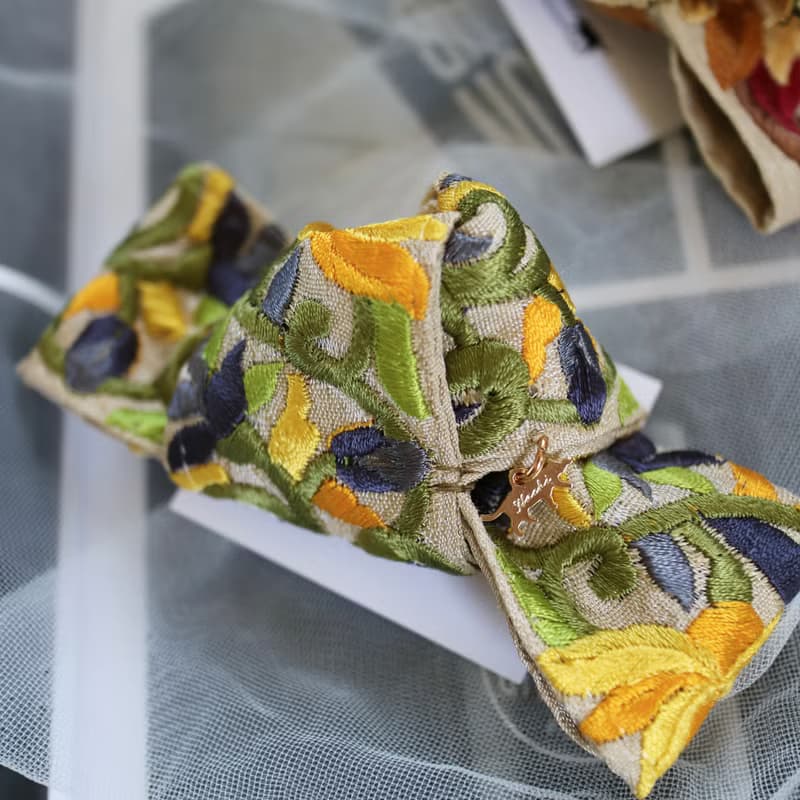 印度刺繡絲帶髮夾結