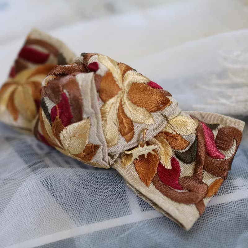 印度刺繡絲帶髮夾結