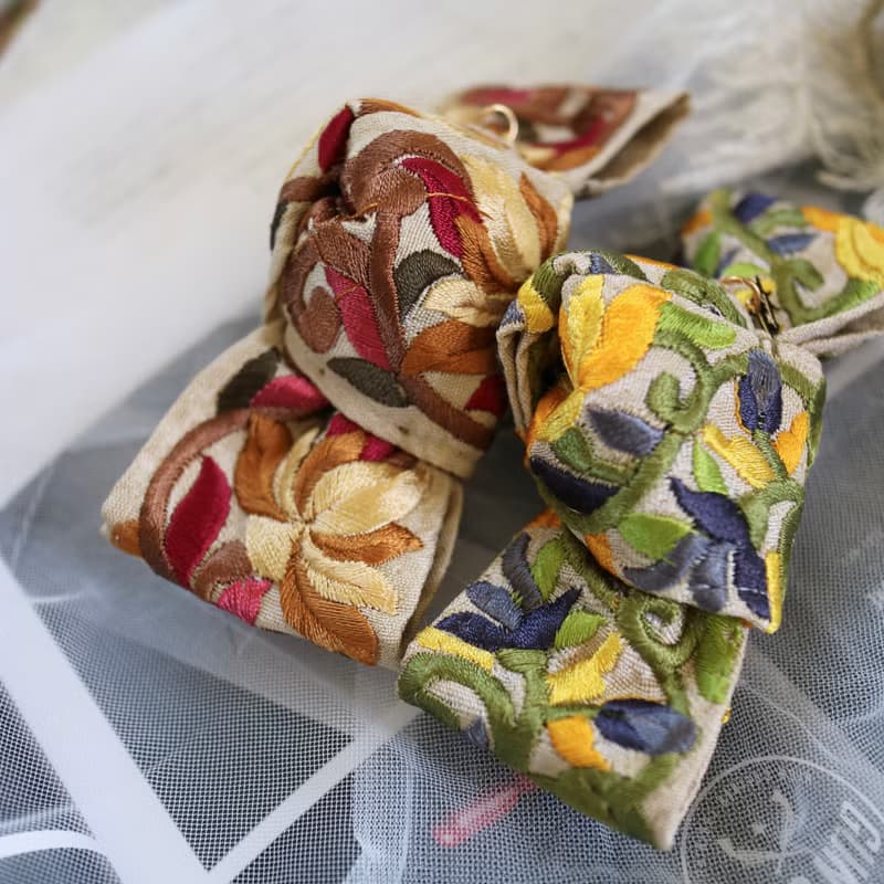 印度刺繡絲帶髮夾結