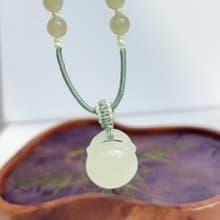 天然晴水和田玉如意鎖項鏈吊墜福袋鎖福包吉祥如意吊墜女生禮物