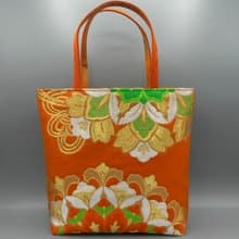 着物 帯 帯締め ハンドメイド トートバッグ リメイク オレンジ