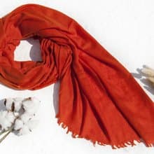 喀什米爾Cashmere/羊絨圍巾/純羊毛圍巾披巾/戒指絨披肩-簡約橘子
