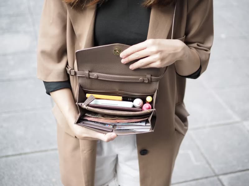 Irene(Cedar): Multi-function bag, clutch, long wallet, mini crossbody,Brown-grey
