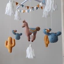 Mobile baby boho nursery decor, llama crib mobile, newborn & new parents gift