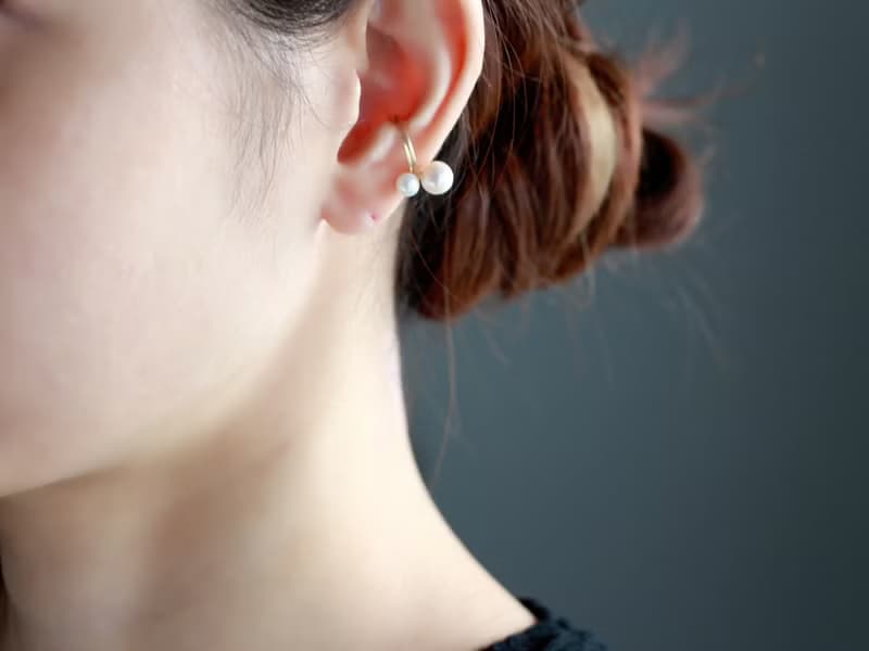 14kgf-W pearl small ear cuff
