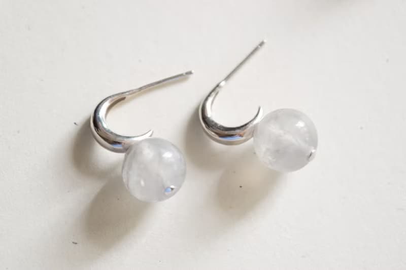 【極簡冷感】灰水晶 純銀耳環 天然水晶 全925純銀