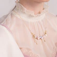 AURORA:淡雪幻彩莓果花束項鍊(配可拆式水晶球短項鍊) - 手工飾品