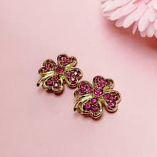 vintage jewelry  Sarah Cov Pink Ice系列  幸運草 夾式耳環