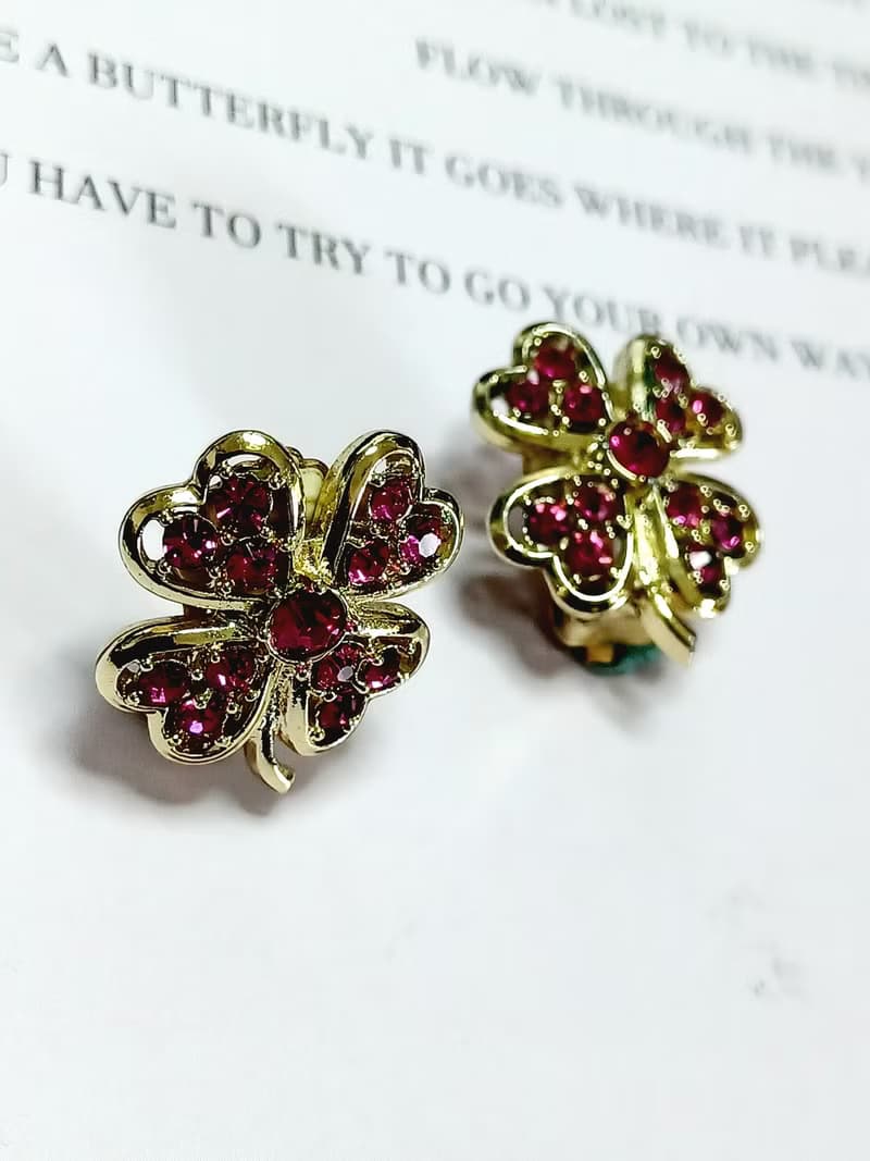 vintage jewelry  Sarah Cov Pink Ice系列  幸運草 夾式耳環