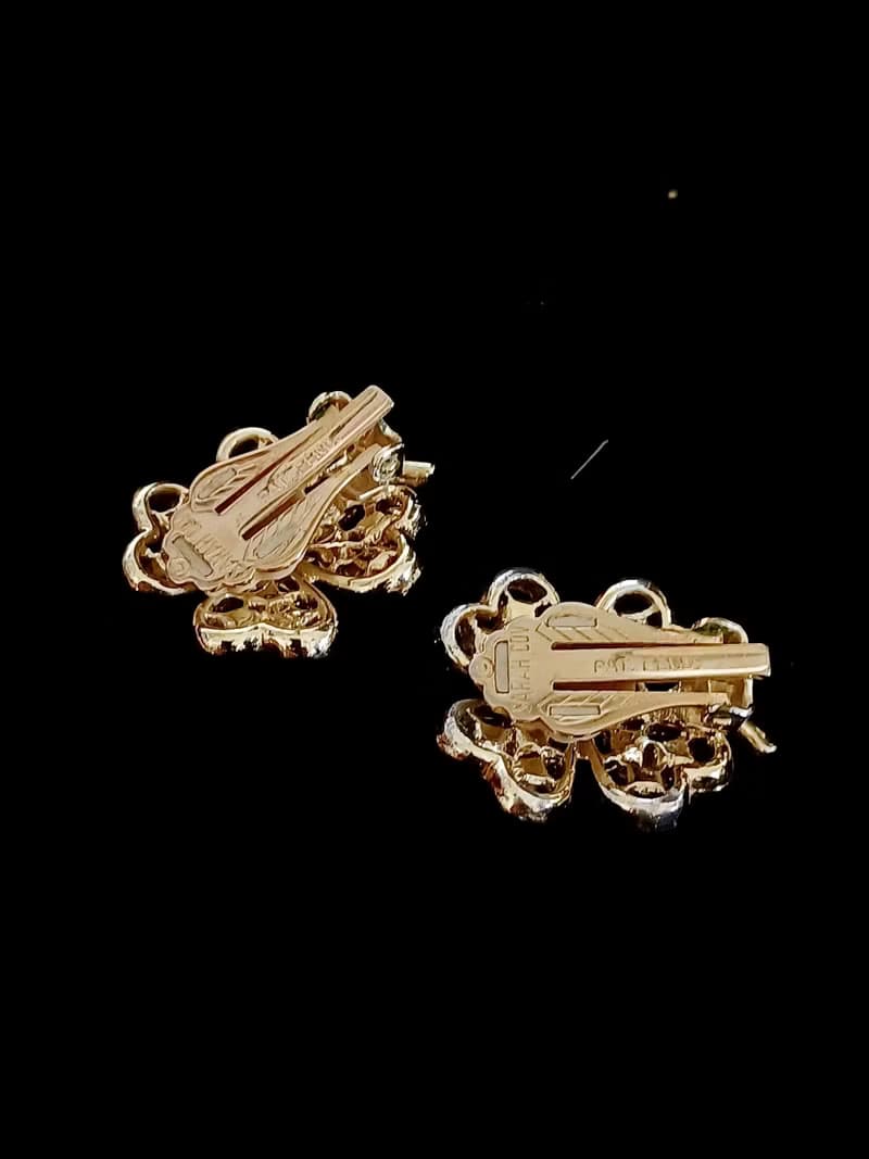 vintage jewelry  Sarah Cov Pink Ice系列  幸運草 夾式耳環