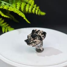 黑水晶活口戒指 隨形晶柱晶簇黑石英原石標本礦物手工指環 S925銀