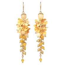 Yellow Statement Earrings With Tiny Flowers Foral Earrings Polymer Clay Earrings