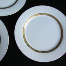 【老時光 OLD-TIME】早期二手22K金邊瓷盤餐盤(五盤為一組