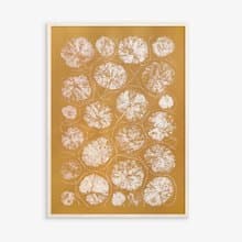 Ochre and beige textured leaves plant wall art Monotype print Original artwork