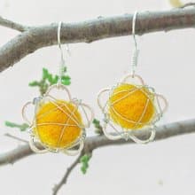 花 手作羊毛氈耳環 可改耳夾