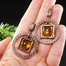 Yellow Glass Copper Earrings Geometric Square Round Statement Earrings Jewelry