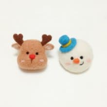 聖誕節來交換禮物吧!  雪人、馴鹿-羊毛氈別針