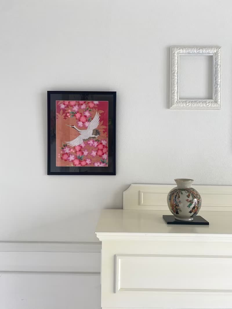 色打掛からつくるアートパネル　vintage 刺繍着物 和モダン 和風インテリア プレゼント 鶴 結婚祝 新築祝 長寿祝 縁起物 額装インテリア　額装9