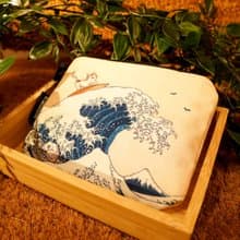 【招財貓貓】神奈川衝浪貓咪-帆布零錢包|收納袋|萬用小包|浮世繪