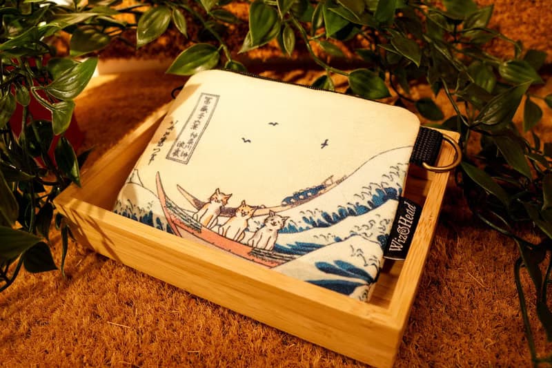 【招財貓貓】神奈川衝浪貓咪-帆布零錢包|收納袋|萬用小包|浮世繪