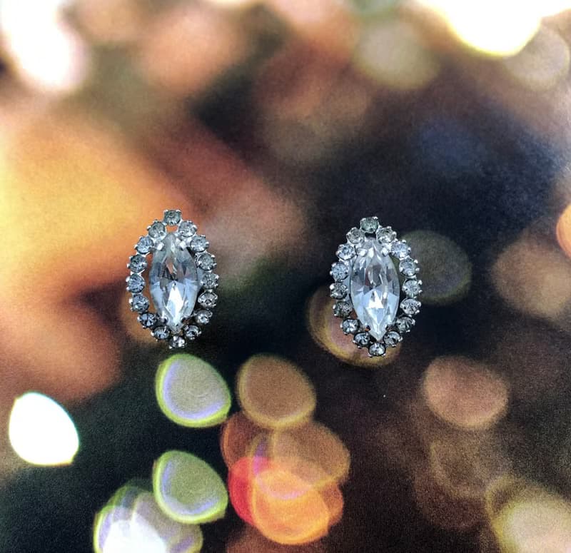Vintage Navette Eye Crystal Earrings