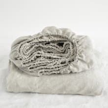 Undyed linen fitted sheet / Softened linen bed sheet / Deep pocket