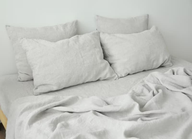 Undyed linen fitted sheet / Softened linen bed sheet / Deep pocket