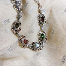 天然 切面 碧璽 手鍊 尼泊爾 手工製 925純銀