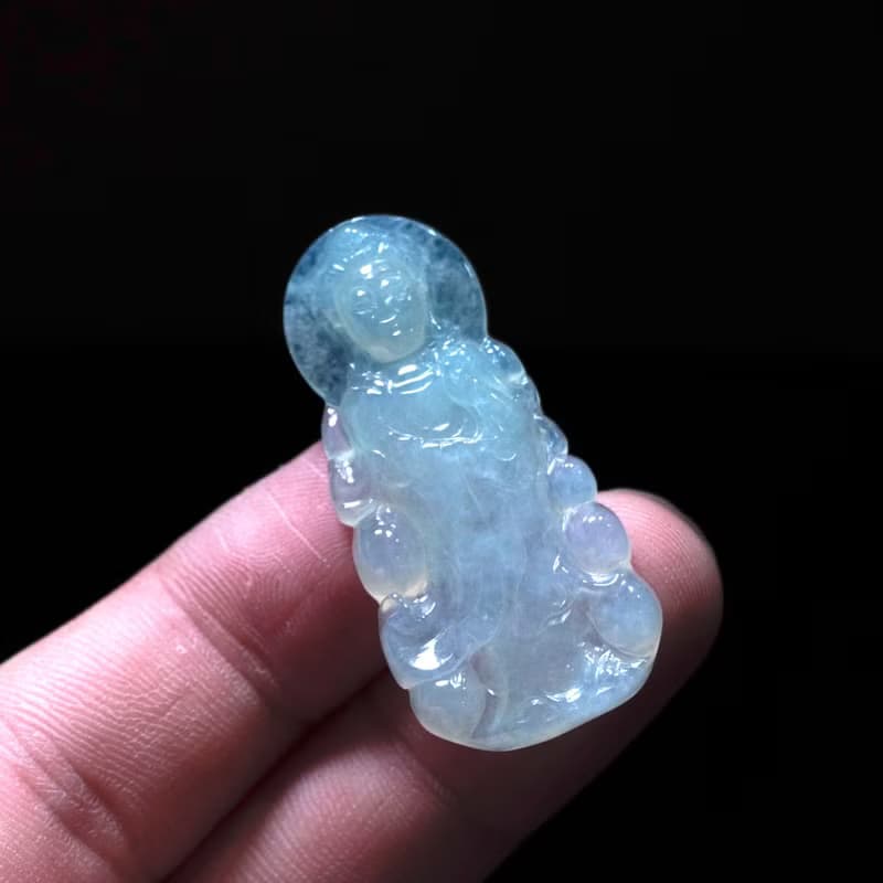 冰種翡翠精雕觀音菩薩 | 天然緬甸玉翡翠A貨 | 送禮